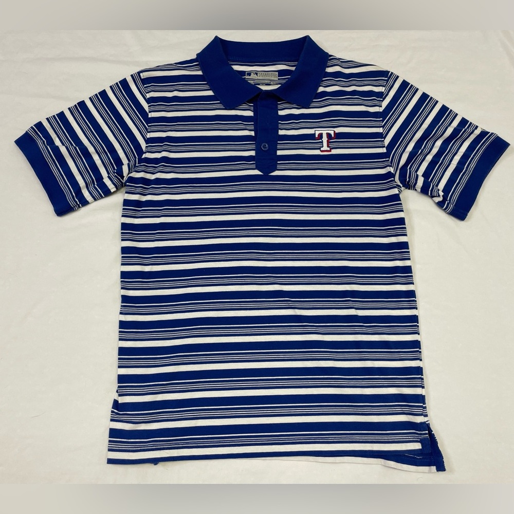 Texas Rangers MLB Blue And White Polo True Fan Genuine Merchandise Mens Size M